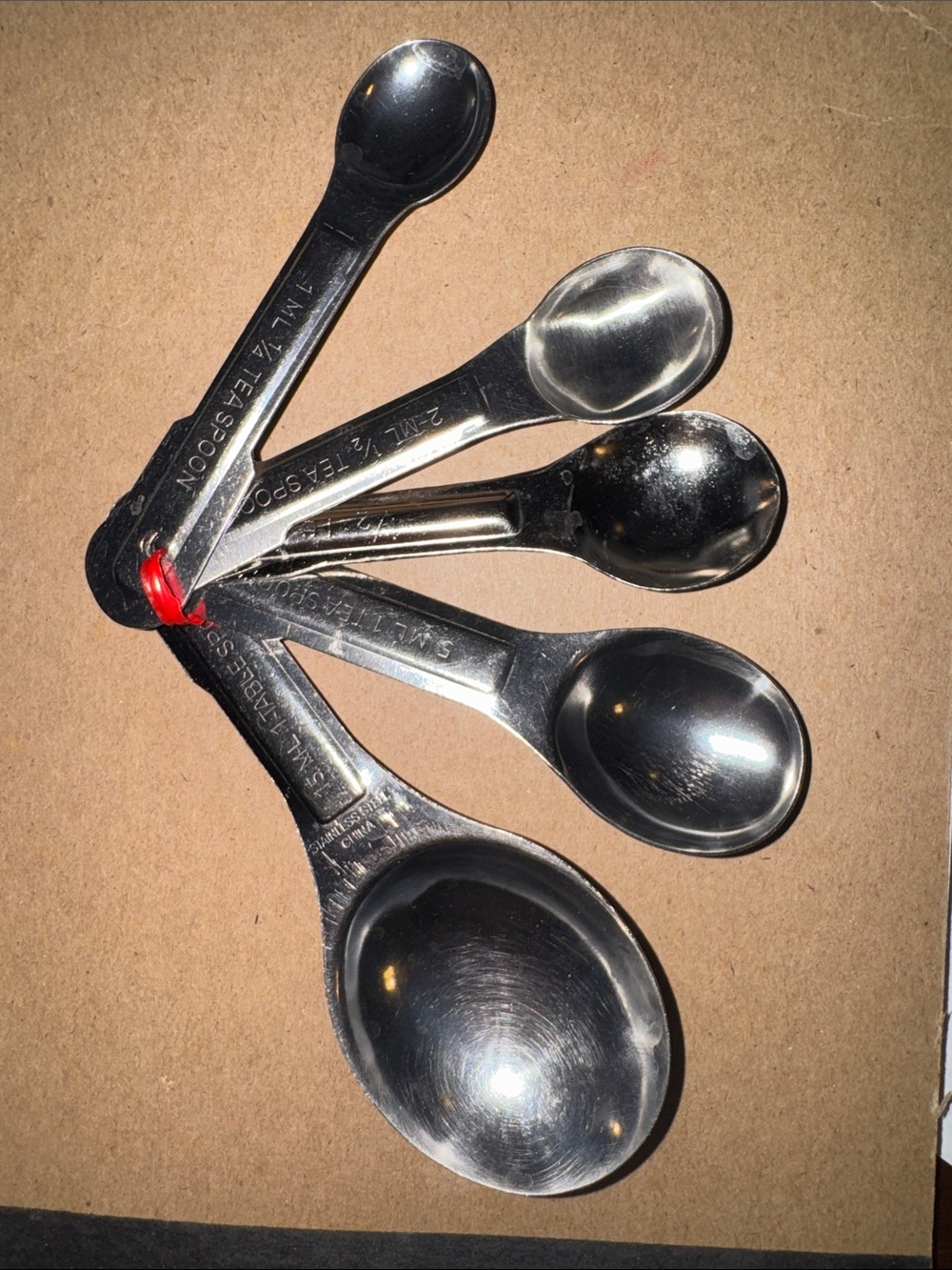 Vintage Stainless Steel 5 Pc. Measuring Spoon Set American Metric Measurement